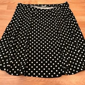 Black and white polka dot midi skirt